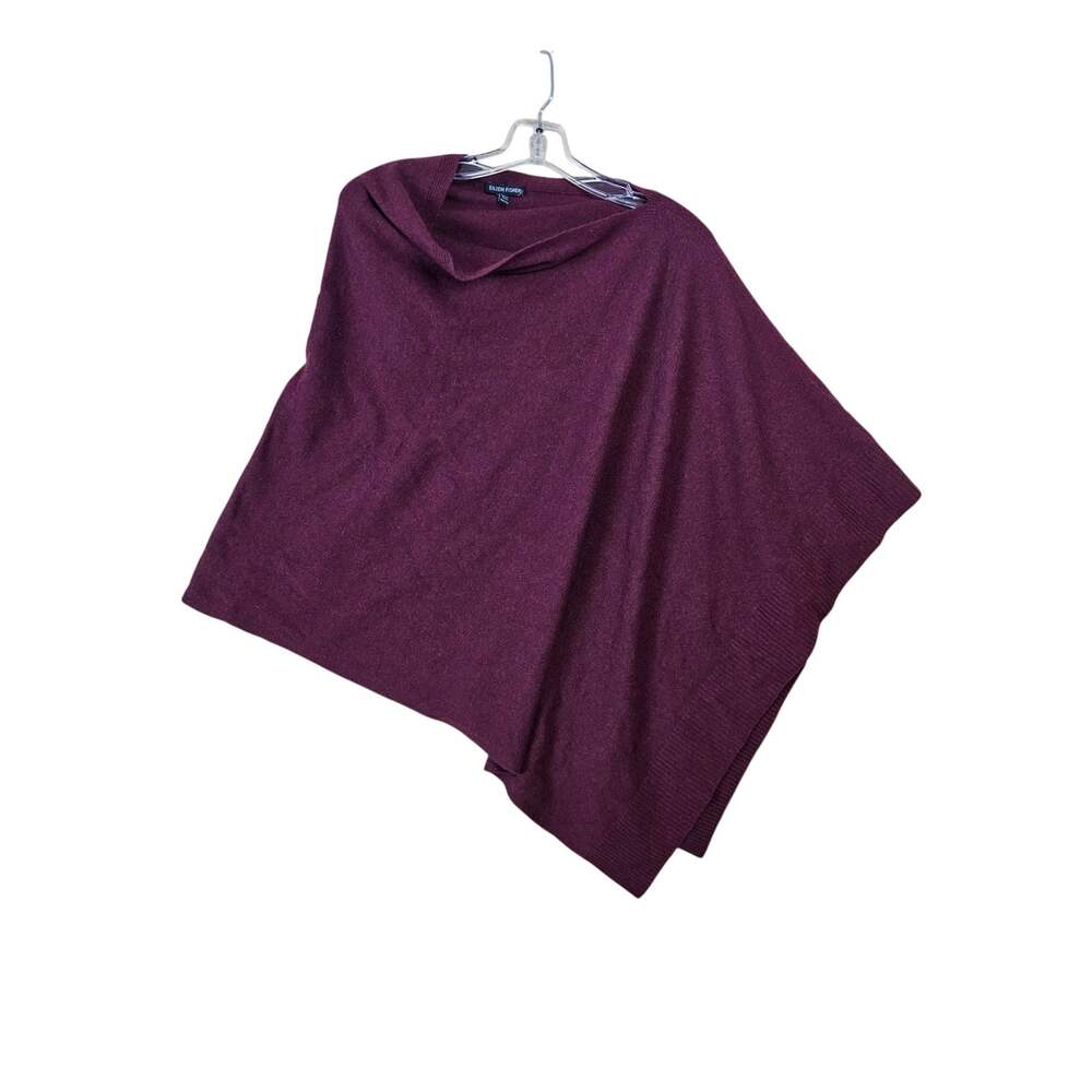 Eileen Fisher Superfine Merino Poncho in Regenerative Wool Burgundy Red One Size